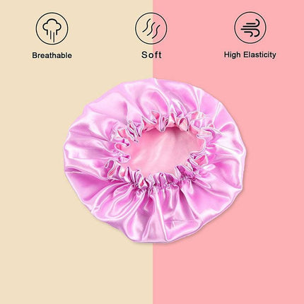 Women's Sleep Cap Elastic Satin Bonnet Wide Band Curly Hair Pure Sleeping Hat AU - Aimall