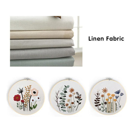 DIY Flowers Pattern Embroidery Kits Craft Beginner Needlepoint Hoop Cross Stitch - Aimall