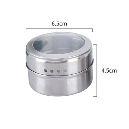 12PCS Kitchen Magnetic Spice Jars Pot Holders Storages Rack Herb Stainless Steel - Aimall
