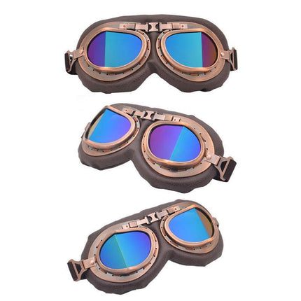 Vintage Pilot Motorcycle Racing Goggles Aviator Retro ATV UTV Dirt Bike Eyewear - Aimall