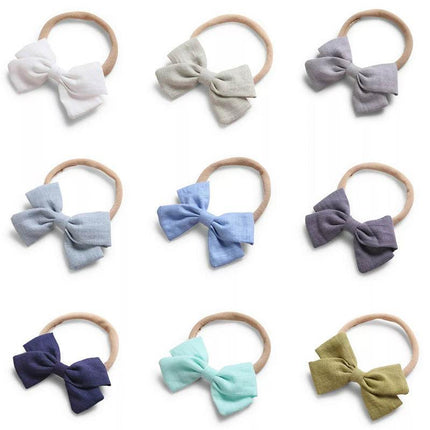 2 PCS Baby Girl Infant Toddler Linen Elastic Bow Hairband Headband Hair Clip AU - Aimall