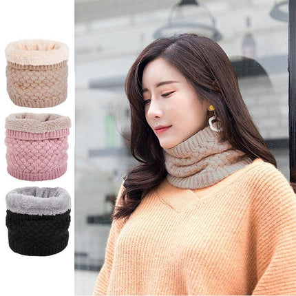 Neck Warmer Tube Winter Knitted Scarf Thermal Fleece Thicken Chunky Unisex Snood - Aimall