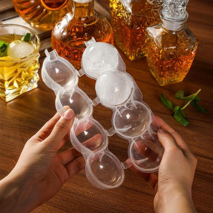 2x 4 Large Ice Ball Maker Cube Tray Big Silicone Mold Sphere Whiskey Round Mould - Aimall