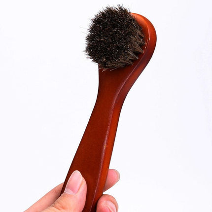 2X Horsehair Shoe Brush Wood Handle Leather Boots Daubers Applicators Cleaning - Aimall