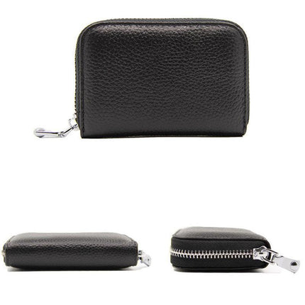 Women Zip Leather Wallet Card Holder Blocking Coin Purse Pouch Short Wallet RFID - Aimall