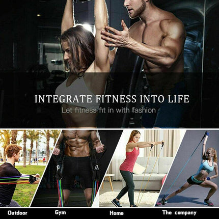 11PCS Yoga Strap Latex Resistance Bands Exercise Home Gym Tube Fitness ElasticAU - Aimall