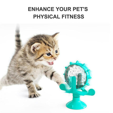 Windmill Pet Cat Treat Food Dispenser Toys Slow Feeder Puzzle Interactive Toys - Aimall
