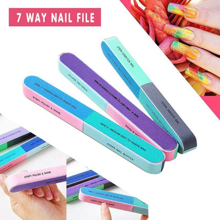 7 Way Professional Natural Nail File Straight Buffer Sanding Manicure Tools AU - Aimall