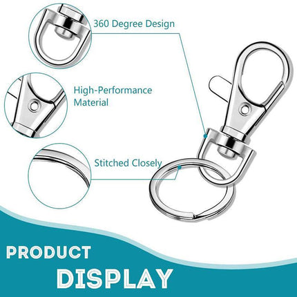 102 Swivel Lobster Clasp Clips Hook Alloy Key Ring Split Keychain Durable Diy AU - Aimall