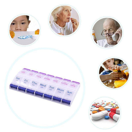 14 Slot 7 Day Pill Box Dispenser Medicine Organiser AM Case Medication AU Stock - Aimall