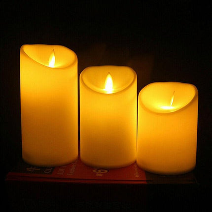 3X Flameless LED Candle WarmWhite Moving Dancing Wick Electic Candles Weding AU - Aimall