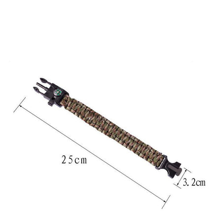Outdoor Emergency 5 In 1 Survival Paracord Bracelet Flint Starter Whistle Compas Aimall
