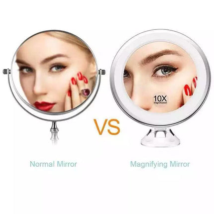 10X Magnifying Makeup Mirror With LED Light Cosmetic 360° Rotation Flexible AU - Aimall