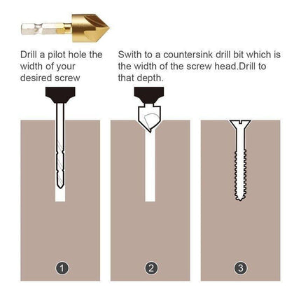 6X Chamfer Countersink Deburring Drill Bit 6Pcs Crosshole Cutting Metal Tools AU - Aimall