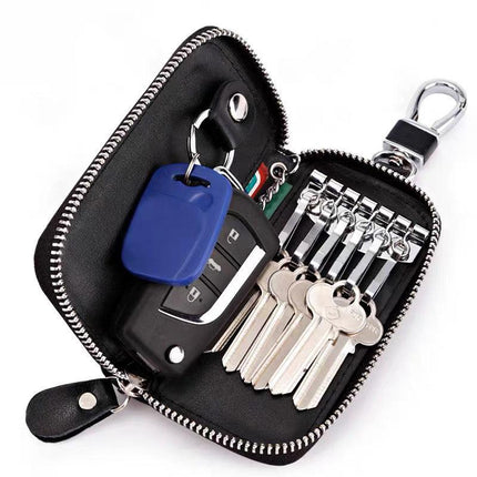 Genuine Leather Key Wallet Zipper Coin Bag Storage Card NFC Pouch Purse 4Colours - Aimall