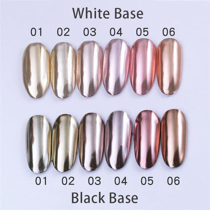 6 Colour Nail Mirror Effect Powder High Pigment Glitter Nail Art Dust Manicure A - Aimall