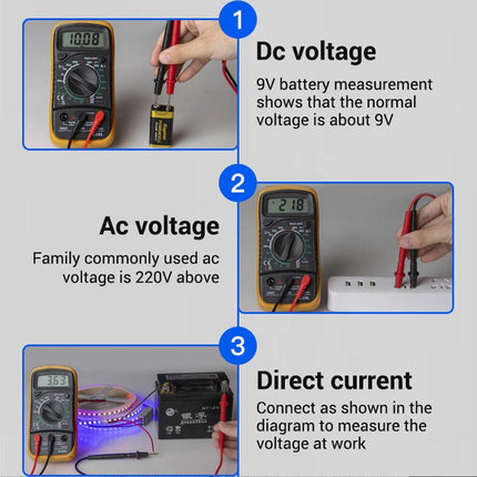 LCD Digital Multimeter, Back ground light, AC DC Voltmeter Ohmmeter Multi Tester - Aimall