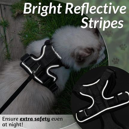 Cat Dog Harness & Leash Walking Escape Proof Adjustable Reflective Vest Harness - Aimall