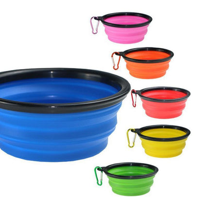 Portable Foldable Pet Bowl Collapsible Silicone Food Water Feeder Cat Dog Cat AU - Aimall