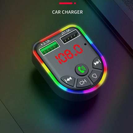 Car FM Transmitter Bluetooth Radio MP3 Player Music RGB Light Charger Kit USB - Aimall