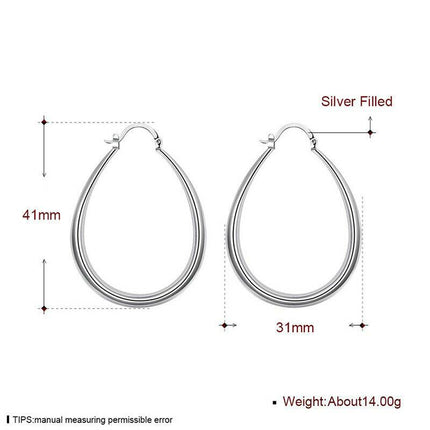 Stunning 925 Sterling Silver Filled SP Large Oval Hoop Huggie Earrings AU Stock - Aimall
