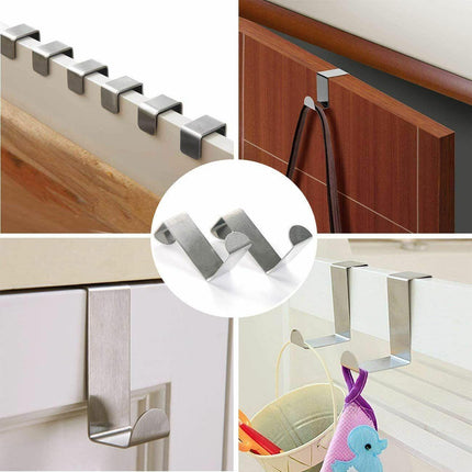 4x/6x Over Door Hooks Hanger Holder Stainless Steel Cabinet Organizer Clothes AU - Aimall