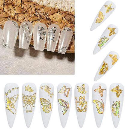3D Nail Butterfly Design Sticker Decor Decal Holographic Laser Nail Art Sticker - Aimall