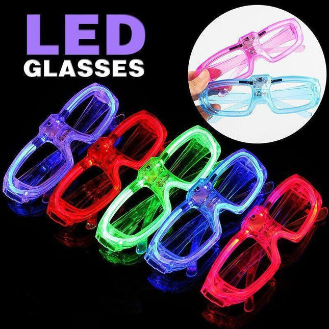 LED Glasses Light Up Shutter Shades Sunglasses Glow In The Dark Neon Party Toys - Aimall
