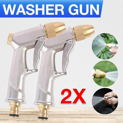 2PCS High Pressure Water Spray Gun Brass Nozzle Garden Hose Pipe Lawn Car Wash - Aimall