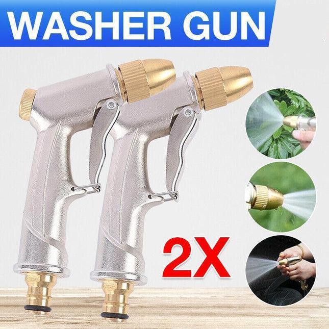 2PCS High Pressure Water Spray Gun Brass Nozzle Garden Hose Pipe Lawn Car Wash - Aimall