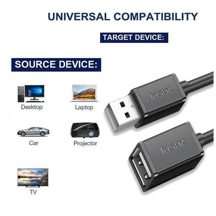 JASOZ USB Extension Data Cable 2.0 A Male to A Female Long Cord for Laptop PC AU - Aimall