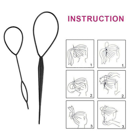 Hair Styling Tool 2PCS Set Topsy Tail Ponytail Maker Braid Ladies Girl Clip Loop - Aimall