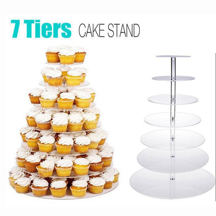 3/4/5/6/7/Tier Acrylic Clear Round Cupcake Cake Stand Birthday Wedding Party AU - Aimall