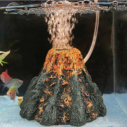 Aquarium Ornament Decoration Fish Tank Air Bubble Stone Volcano Shape Rockery AU - Aimall