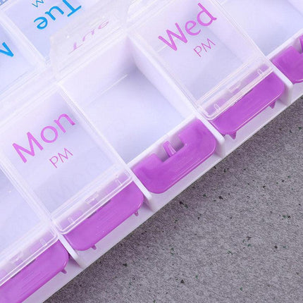 14 Slot 7 Day Pill Box Dispenser Medicine Organiser AM Case Medication AU Stock - Aimall