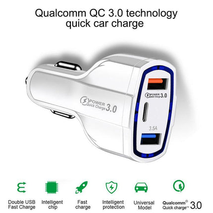 3 Port USB PD Quick Fast Car Charger QC3.0 Adapter Cigarette Lighter Socket AU - Aimall