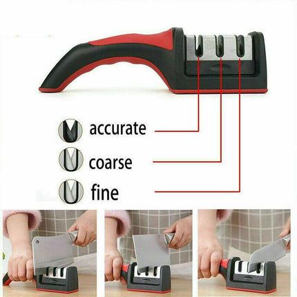 AU Knife Sharpener 3 Stage Kitchen Diamond Sharp Knives Scissor Sharpening Tool - Aimall