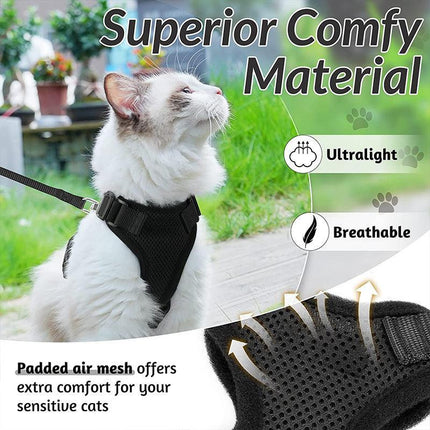Cat Dog Harness & Leash Walking Escape Proof Adjustable Reflective Vest Harness - Aimall