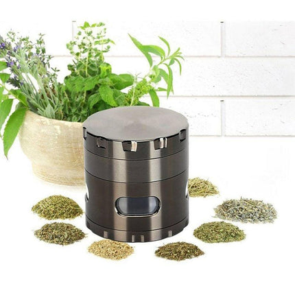 Zinc Alloy 4-layer Aluminum Herbal tobacco Herb Grinder Smoke Grinders Gun Black - Aimall