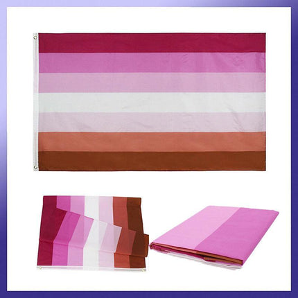 150x90CM Lesbian Flag Rainbow Pride LGBT Mardi Gras Party Outdoor Heavy Duty New - Aimall