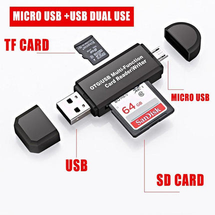 Micro USB OTG to USB 2.0 Adapter SD TF Micro Card Reader For PC Mobile Phone AU - Aimall