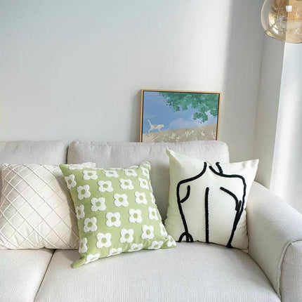 Velvet Cushion Cover Pleated Checked Plaid Plush Decorative Lounge Cushion Cover - Aimall