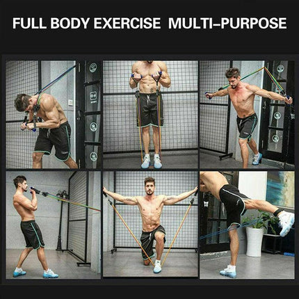 11PCS Yoga Strap Latex Resistance Bands Exercise Home Gym Tube Fitness ElasticAU - Aimall