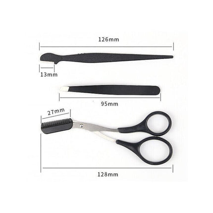 3PCS Eyebrow Razor Set Trimmer Shaver Scissors spooley Dermaplaning Tweezers AU - Aimall