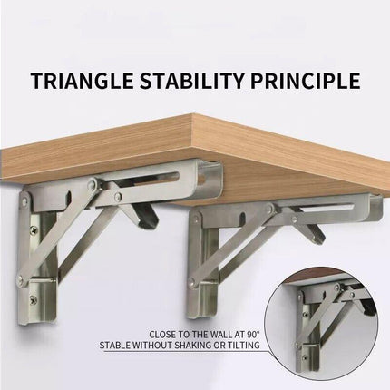 10-20" Stainless Steel Folding Table Bracket Shelf Bench 200kg Load Heavy Duty - Aimall