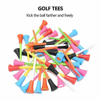 100Pack 83mm Golf Tees Multi Color Plastic With Rubber Cushion AU - Aimall