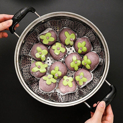 26CM Steam Vegetable Basket Stainless Steel Tray Mesh Cook Dish Folding Steamer - Aimall