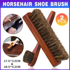 2X Horsehair Shoe Brush Wood Handle Leather Boots Daubers Applicators Cleaning - Aimall