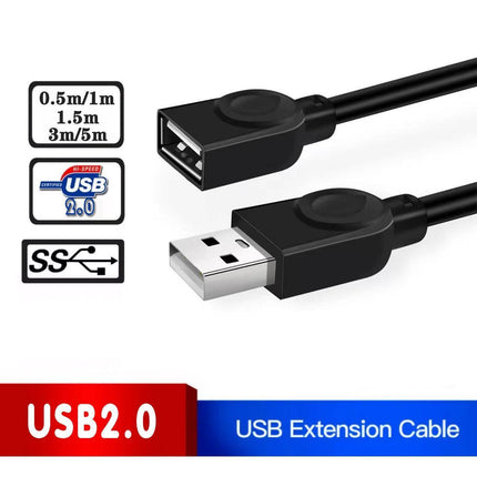 USB Extension Data Cable 2.0 A Male to A Female Long Cord for MacBook & Computer - Aimall