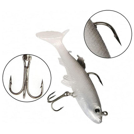 10PCS Soft Plastic Lures Poddy Mullet Flathead Jig Head Barra Cod Fishing Tackle - Aimall